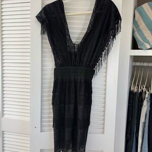 Free People Fringe Black Lace Dress